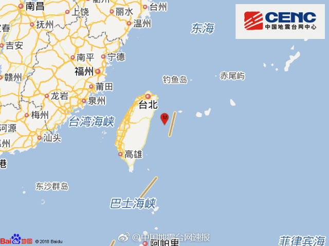 台湾花莲县海域发生5.2级地震