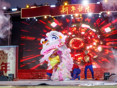 “摩灯”中国年！超1000盏LED灯的舞龙舞狮广州长隆时尚亮灯