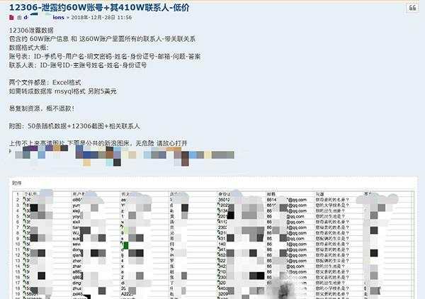 470万条12306用户数据疑遭泄露，警方证实有人被刑拘