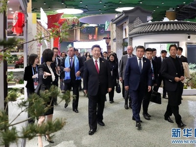 习近平和彭丽媛同出席2019年中国北京世界园艺博览会的外方领导人夫妇共同参观园艺展