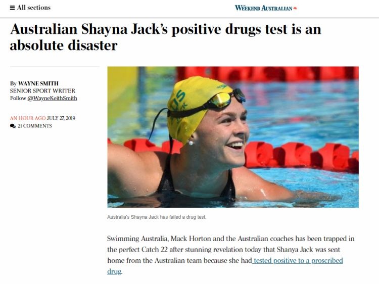 澳游泳女将药检阳性 澳媒称“绝对的灾难”