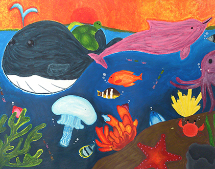 第五届粤港澳海洋生物绘画比赛获奖作品在珠海巡展义卖