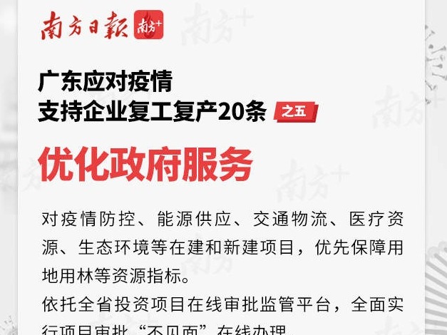 五图轻松读懂！广东应对疫情支持企业复工复产20条