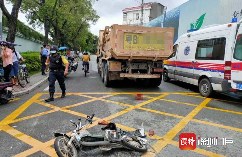 电动自行车抢行斜插进泥头车盲区 骑行女子死亡