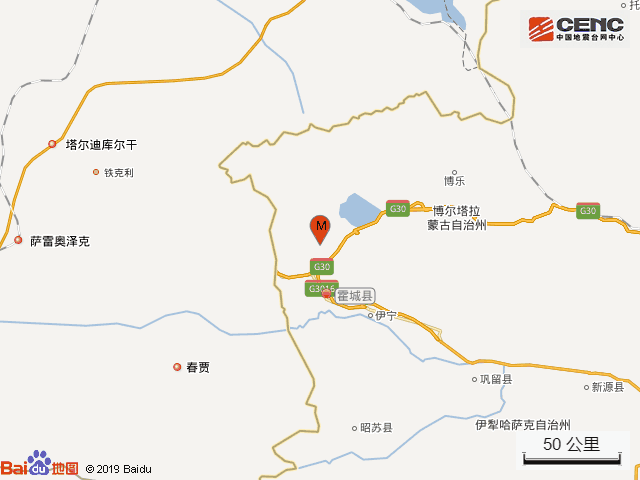 新疆伊犁州霍城县发生5.0级地震，震源深度15千米
