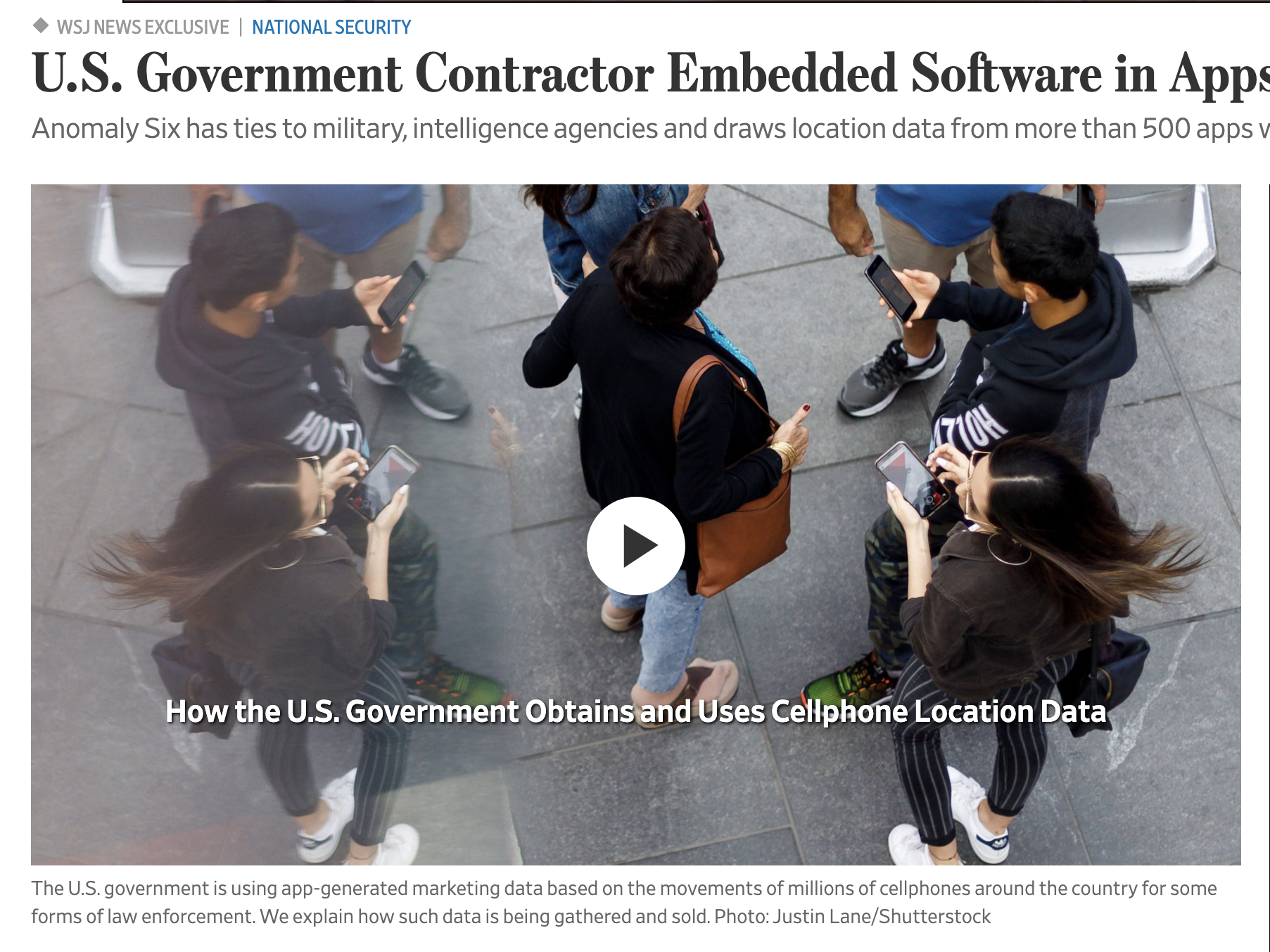 《华尔街日报》报道披露： 美有企业向政府倒卖手机用户信息