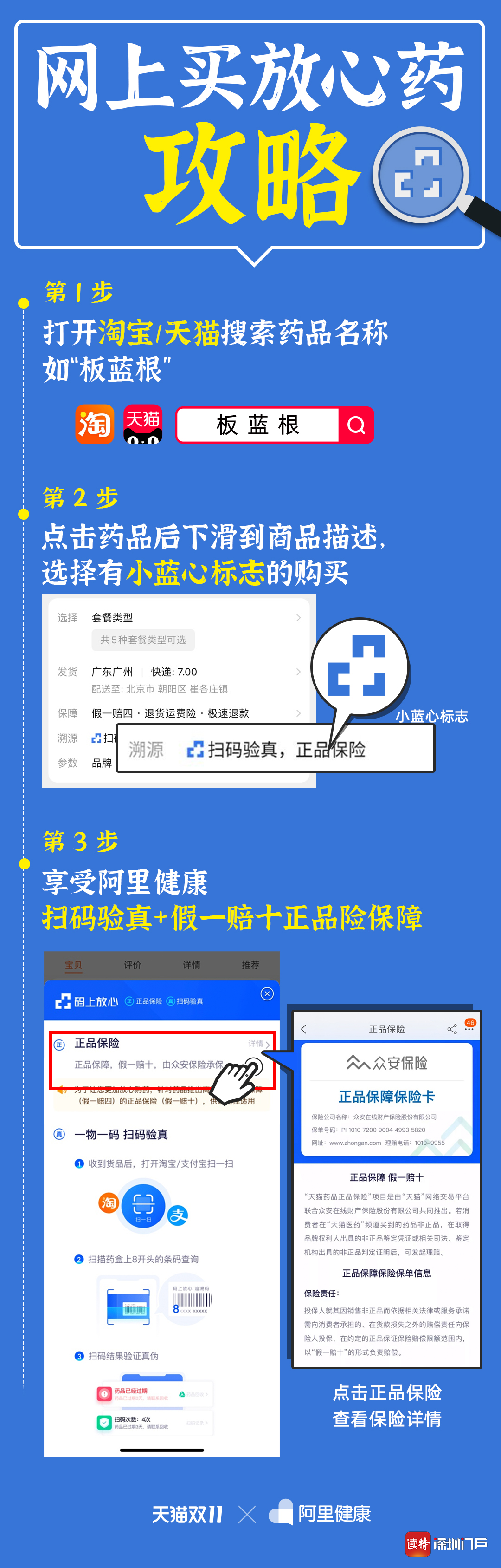 上网买药认准“小蓝心”！天猫提供扫码验真