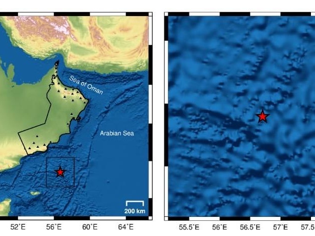 阿曼南部海域发生5.2级地震，震源深度10公里