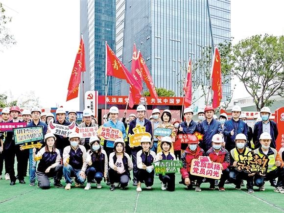 滨海廊桥项目举行百日攻坚誓师大会，6月30日示范区开放