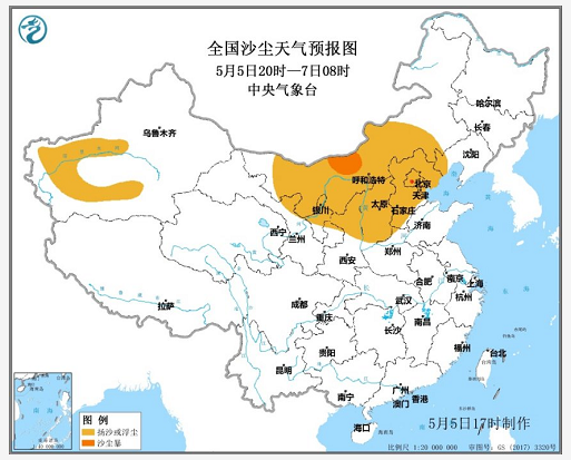 中央气象台：华北及内蒙古大风沙尘再来袭，局地或现极端大风