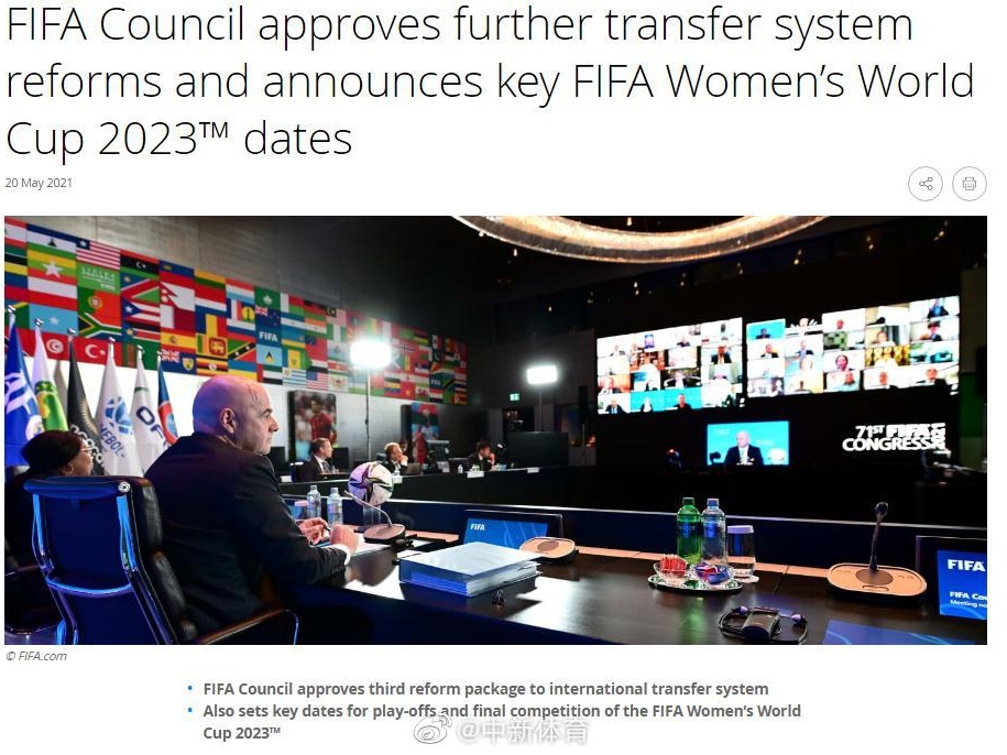 官方：2023年女足世界杯将在7月20至8月20日进行