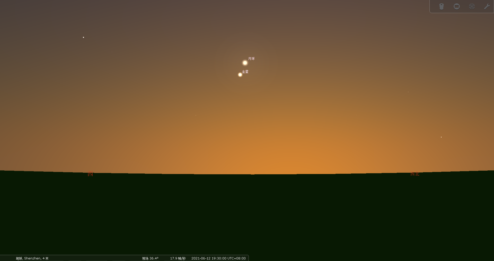 6月12日可赏金星伴月