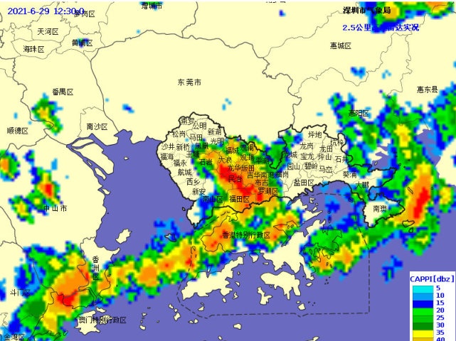 深圳市分区雷雨大风黄色预警、分区暴雨黄色预警 