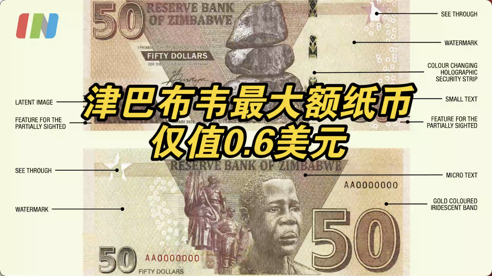 津巴布韦最大额纸币仅值0.6美元