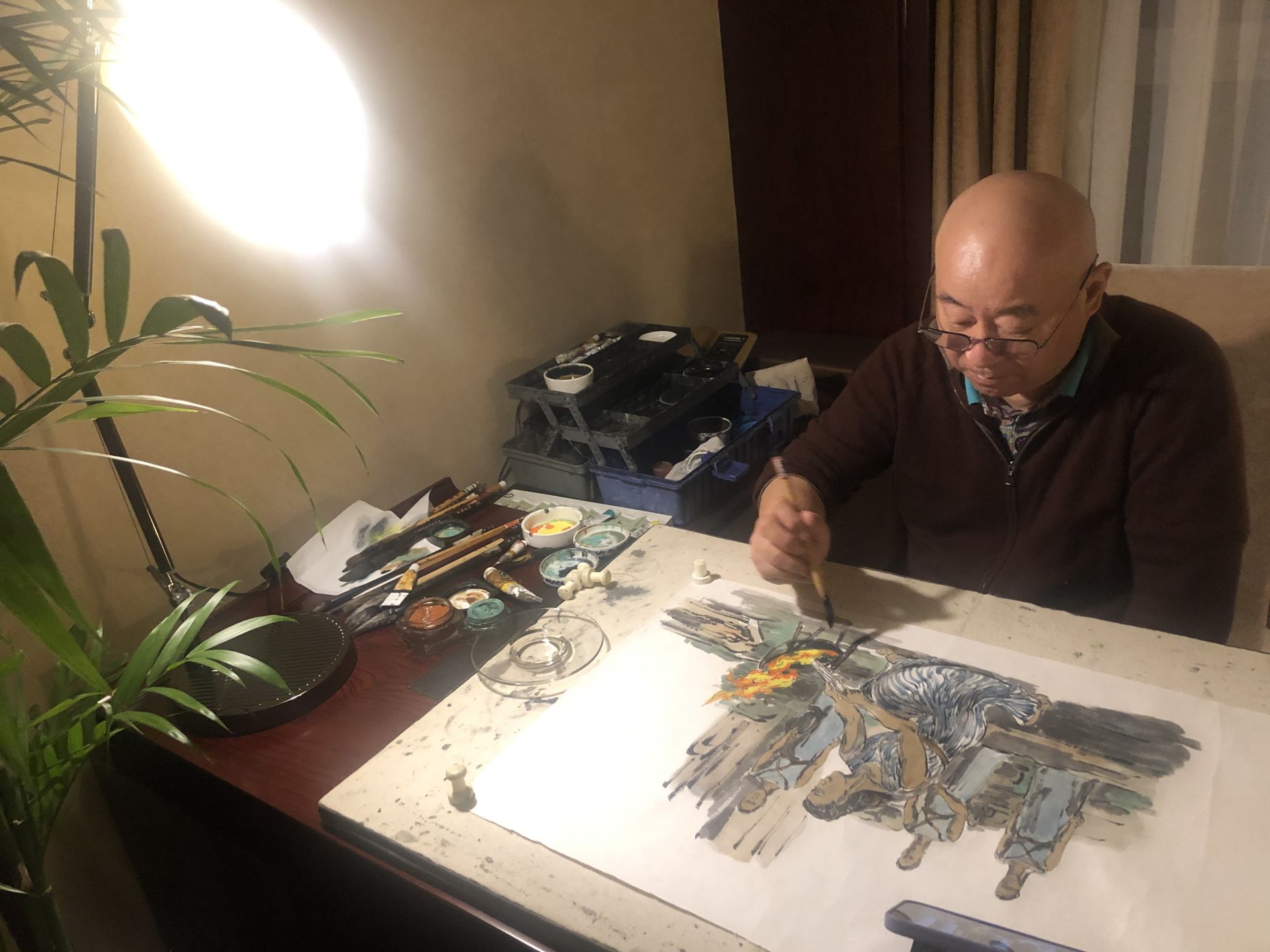 北京冬奥火种成功采集 范扬连作两画描绘采火