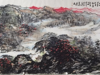 国画名家宋陆京绘制《南岭毓秀》为新中国庆生